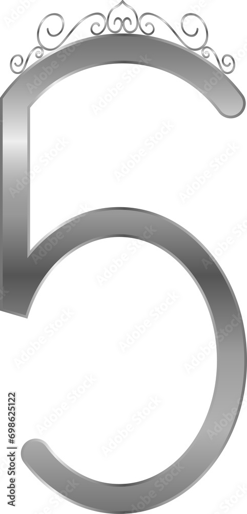 Decorative Number 5 with Crown Silver font letter
Decorative Number 5 with Crown Silver font letter
