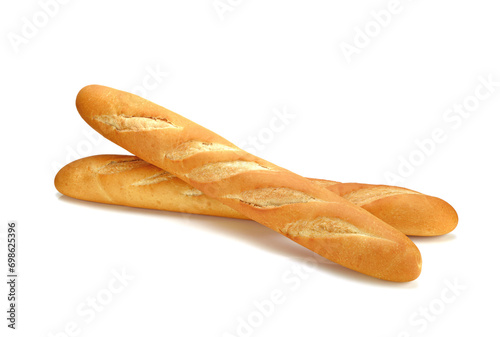 French baguette on white background