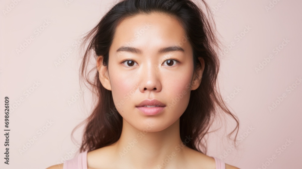 Closeup portrait featuring an Asian lady with unique skin. Closeup portrait featuring an Asian lady with unique skin.
