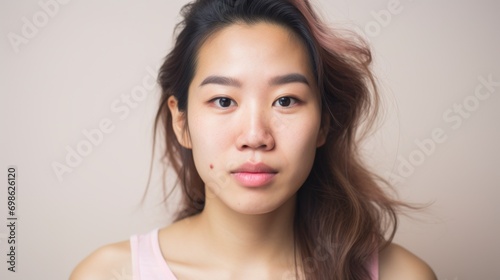 Natural beauty captured in a closeup of an Asian woman.