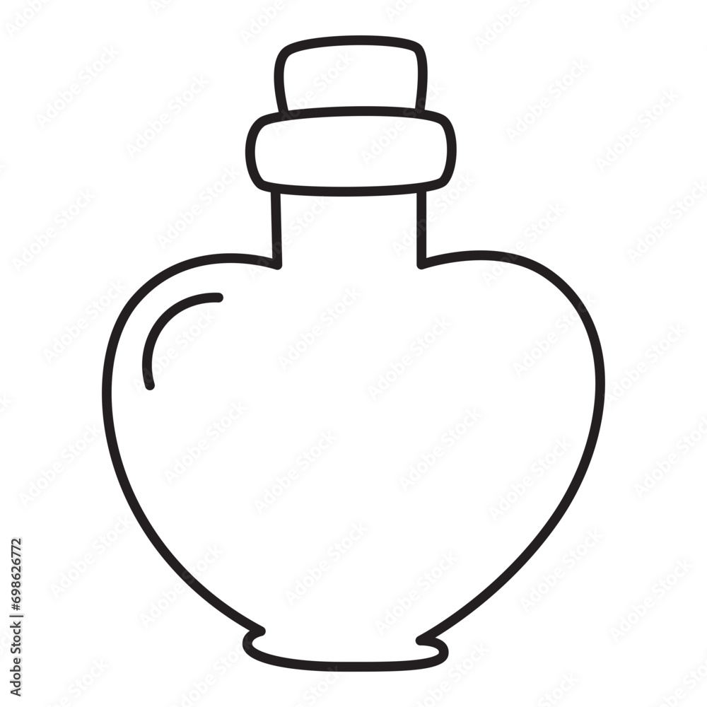 Love poison bottle with heart shape line icon. Love poison bottle with heart shape line icon.