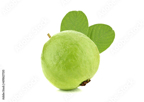 Fresh Guava fruit with leaf isolated on white background