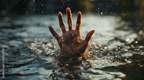 hand in water, person asking for help in water photo
