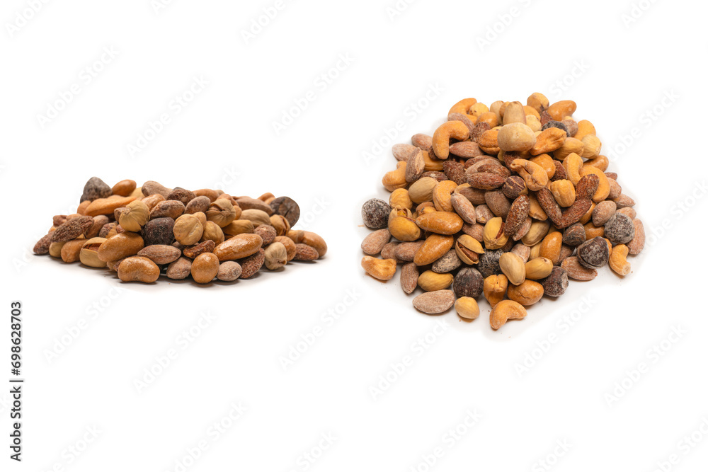 A group of almonds, pistachios, walnuts, macadamia, cashews. A group of almonds, pistachios, walnuts, macadamia, cashews.