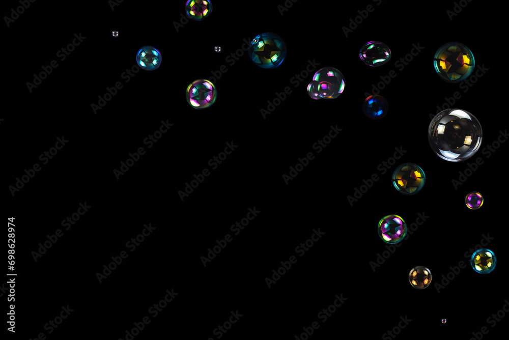 Soap bubbles isolated on a black background Soap bubbles isolated on a black background