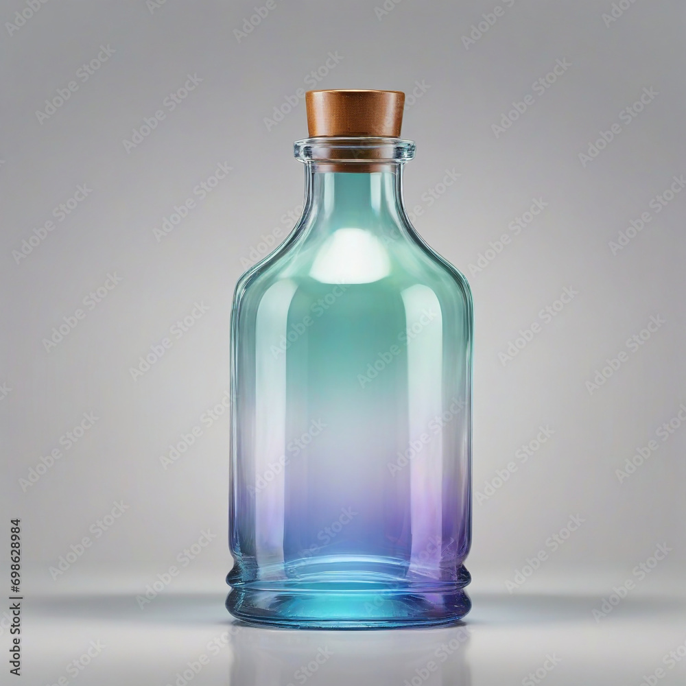 Blank blue gradient glass bottle for mockup or photography