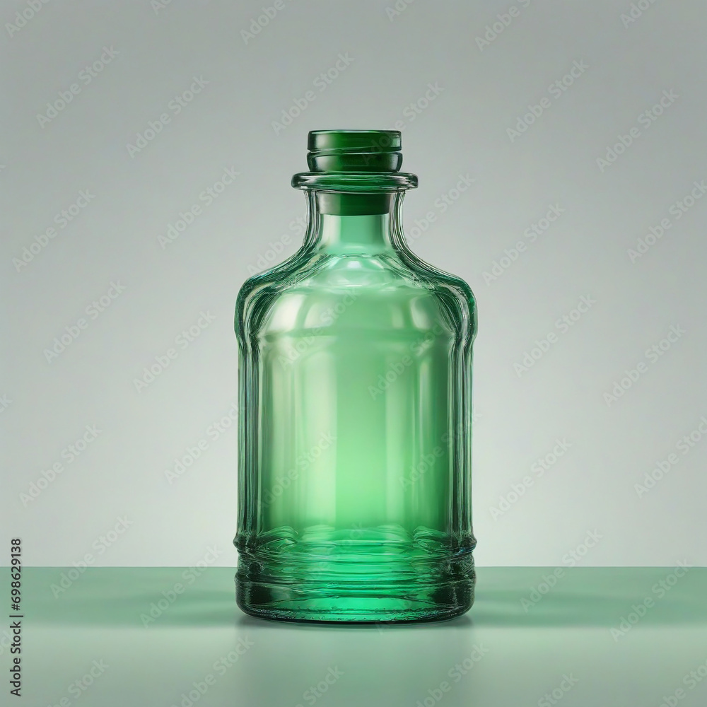 Blank green glass bottle for mockup or photography