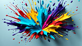 AI generated. Illustration. Multi-colored splashes of acrylic paints. Exploding and mixing colored paint. Abstract background.