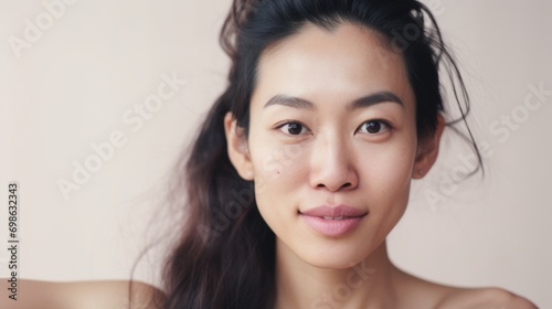 Genuine beauty portrayed in a closeup of an Asian woman's face.