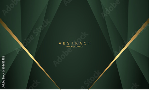 dark green and gold lines luxury premium background.