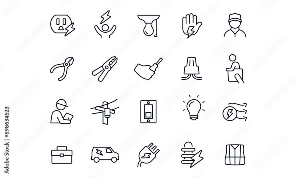 Electrician Line Icons vector design