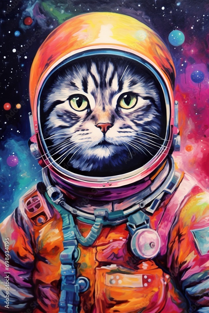 funny astronaut cat in space suit, fun kitty in spacesuit flying in cosmos funny astronaut cat in space suit, fun kitty in spacesuit flying in cosmos