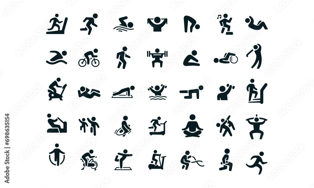 Fitness method Icons vector design - obrazy, fototapety, plakaty 