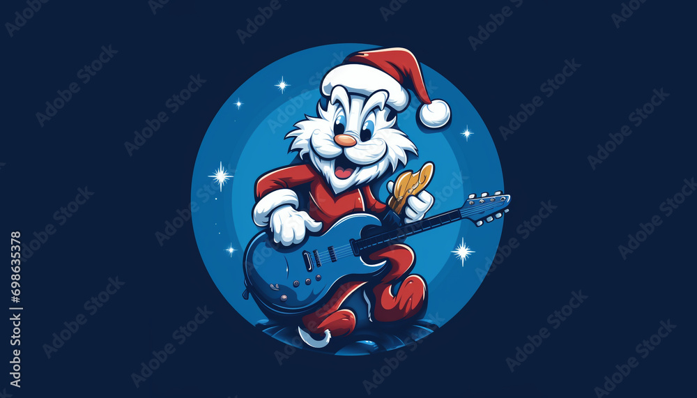 looney tunes logo guitar player Santa Claus hat sim HD Wallpapers - obrazy, fototapety, plakaty 