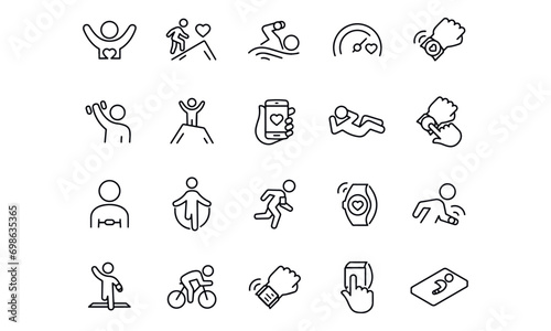 Fitness Tracking Thin Line Icons vector design