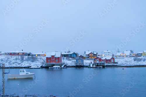 Winter and light snow in Salhussundet- Brønnøysund, Helgeland, Norway