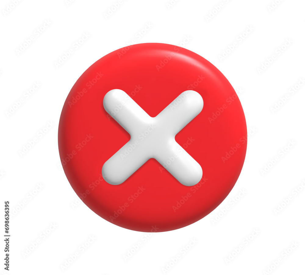 Obraz premium 3d rendering of green check and red cross. Vector illustration of right and wrong button.