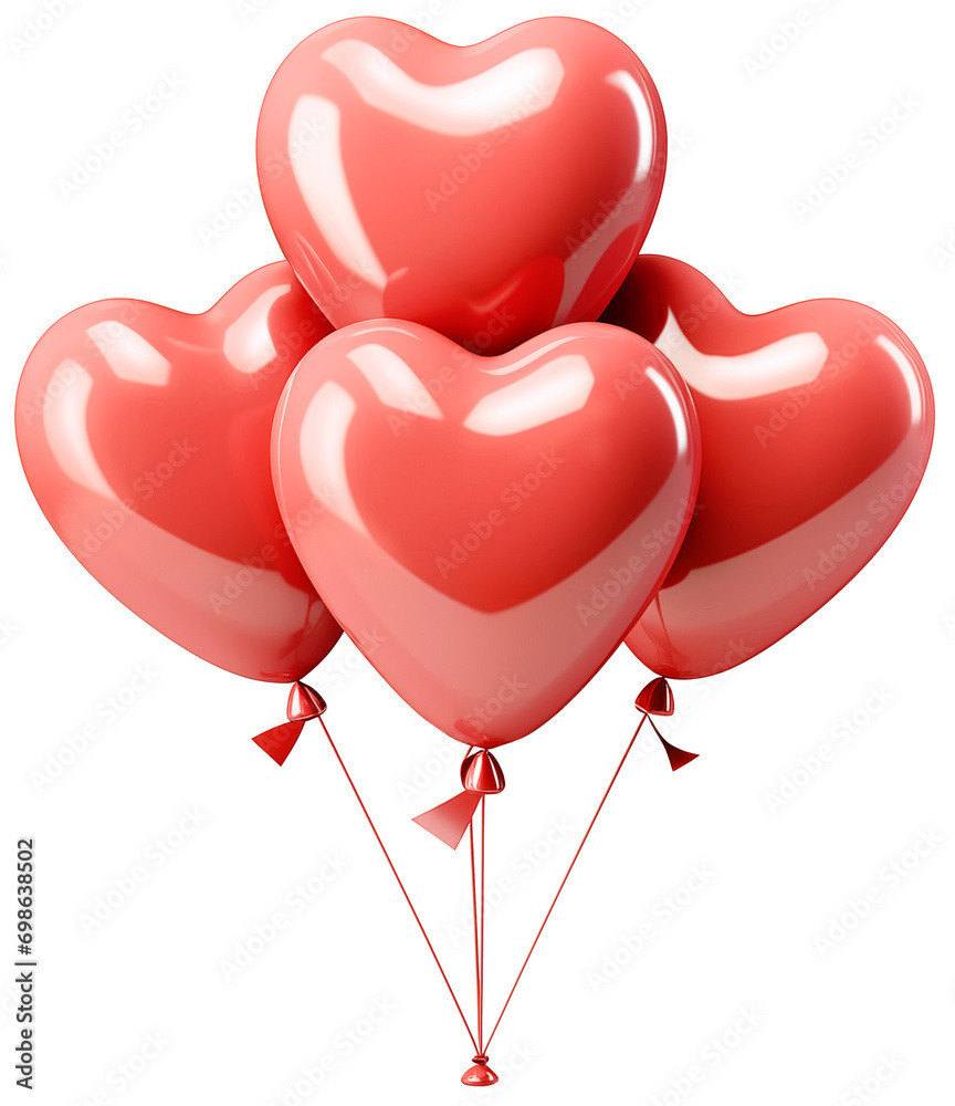 Red heart balloons for Valentine's day or celebration