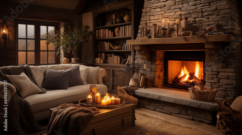 living space with a cozy fireplace