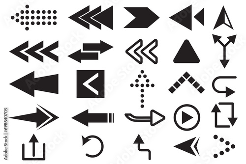 Arrows set black icons. Arrow icon. Arrow vector collection. Arrow. Cursor. Modern simple arrows. Vector illustration. 11:11