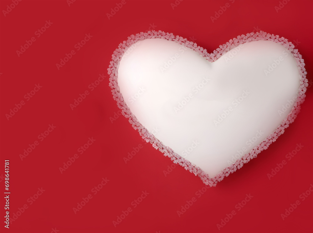 Red hearts on red background, Love and Valentine's day concept, Background for valentine wishes, valentine cards with copy space