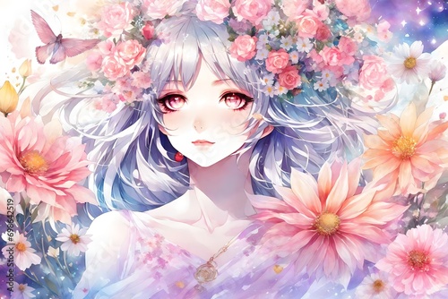 woman with flowers in hair