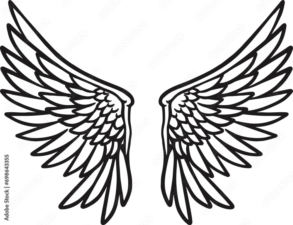 White Angels Wings Character Vector Flat Illustration White Angels Wings Character Vector Flat Illustration