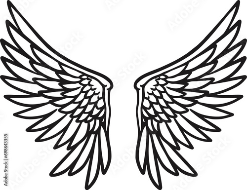 White Angels Wings Character Vector Flat Illustration