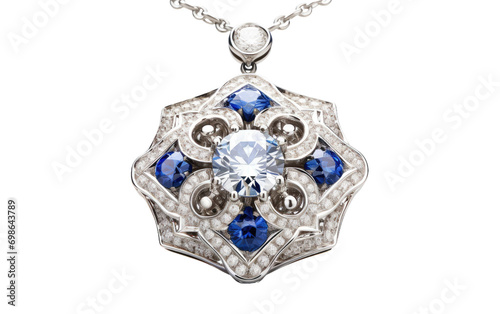 Diamond and Topaz Pendant On a White or Clear Surface PNG Transparent Background.