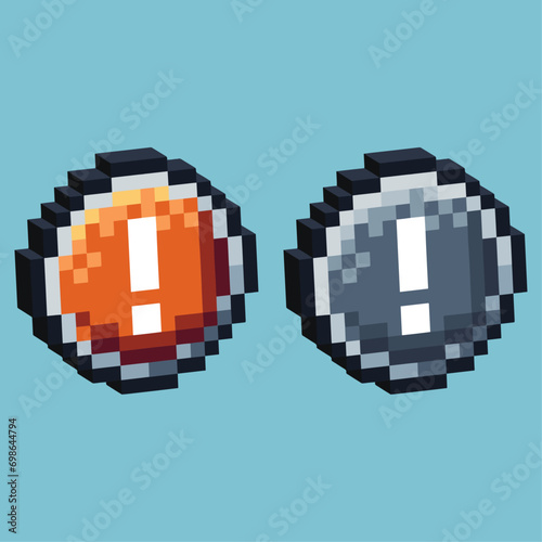 Isometric Pixel art 3d of exclamation mark icon for items asset. Exclamation mark icon on pixelated style.8bits perfect for game asset or design asset element for your game design asset.