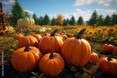 Autumnal Splendor  A Pumpkin Patch Abundant with Color