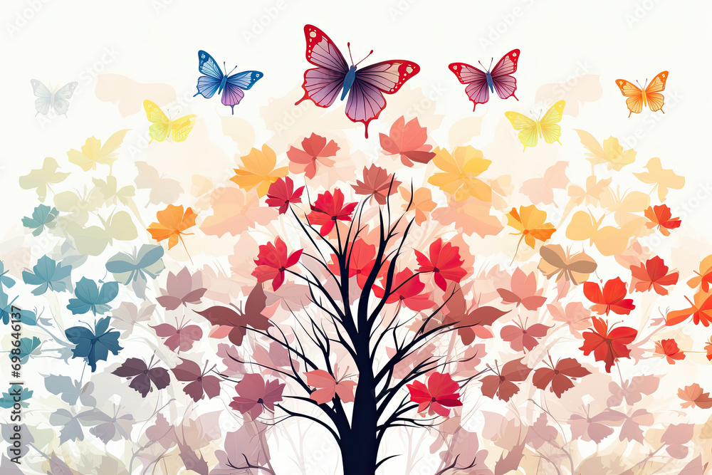 butterflies in a garden, representing mental health resilience, rebirth