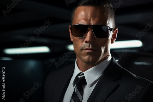 Generative AI picture of secret agent spy person modern film style killer detective soldier