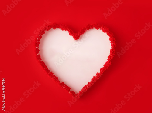 Red hearts on red background, Love and Valentine's day concept, Background for valentine wishes, valentine cards with copy space