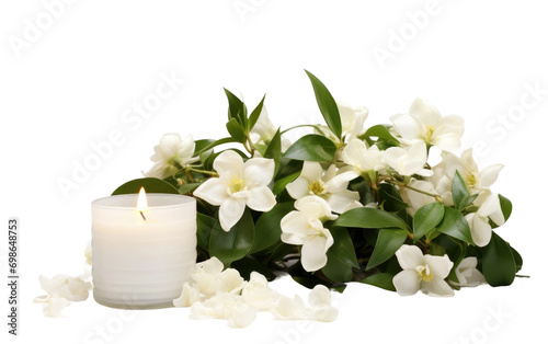 A Flourishing Jasmine Plant with Fragrant Jasmine Blossoms On a White or Clear Surface PNG Transparent Background.