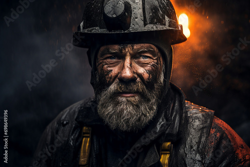 Experienced miner working hard underground extracting energy resources in an industrial environment generative AI photo