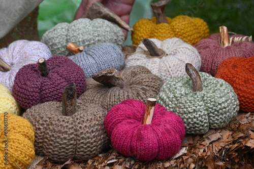 Patchwork di zucca lana e stoffa tradizione italiana