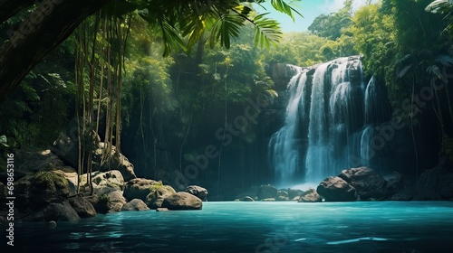 Waterfall in a beautiful forest.