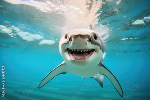 happy smiling baby shark swimming in the ocean © Kien