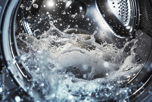 Water splash of the washing machine drum. photo