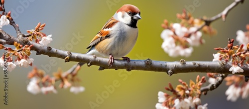 A single tree sparrow was spotted on a branch in Warwickshire in April 2012. photo
