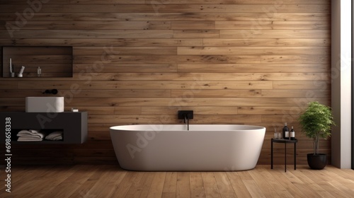 luxury wood bathroom interior