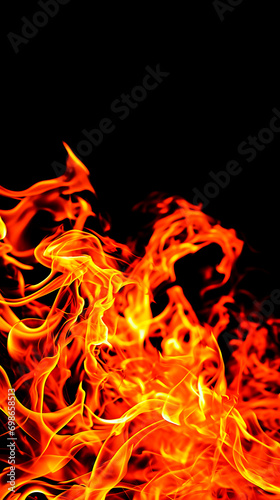 Black background or wallpaper with orange flames