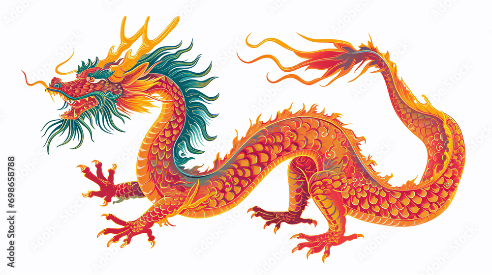 Obraz premium 2024 Chinese traditional auspicious dragon illustration 