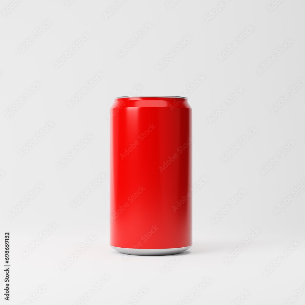 Red aluminum soda can isolated over white background. Mockup template. 3d rendering. Red aluminum soda can isolated over white background. Mockup template. 3d rendering.