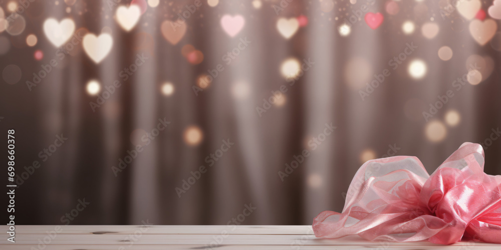 pink background with heart bokeh effect, wedding, celebration