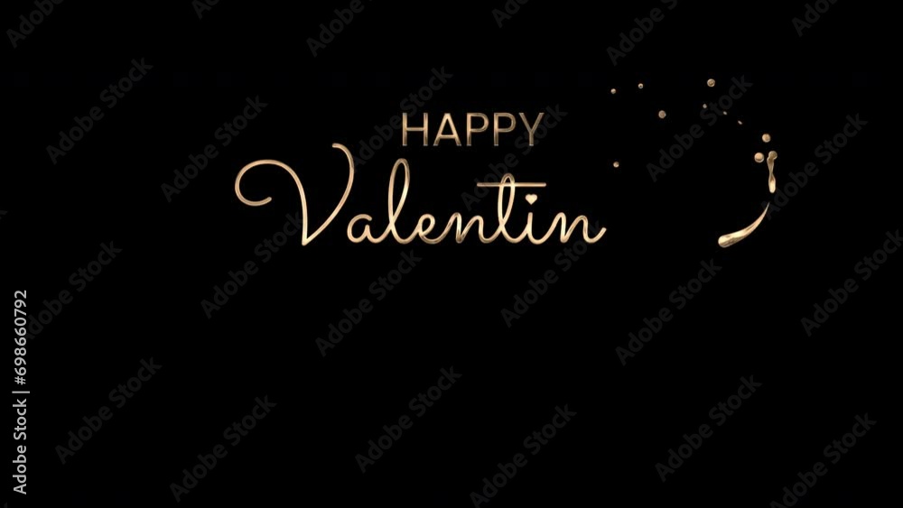 happy valentines day text animation with alpha background