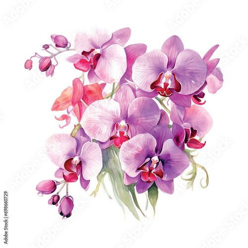 flower, orchid watercolor botanical, bloom
