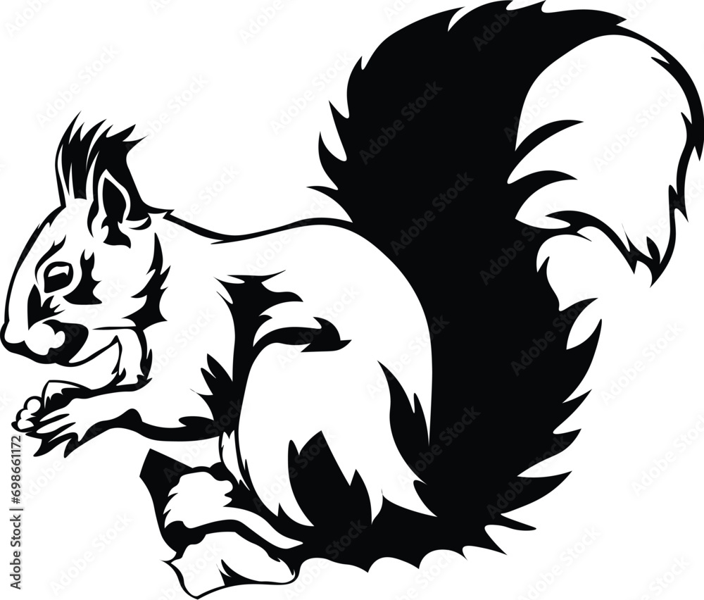 Cartoon Black and White Isolated Illustration Vector Of A Squirrel Rodent Cartoon Black and White Isolated Illustration Vector Of A Squirrel Rodent