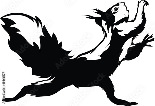 Cartoon Black and White Isolated Illustration Vector Of A Squirrel Rodent